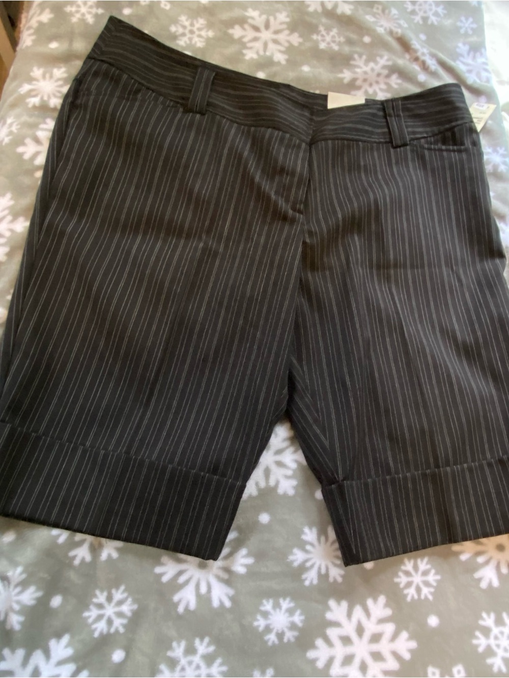 Studio Y Black Pinstripe Bermuda Shorts - Picture 1 of 3